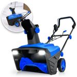 COSTWAY Electric Walk-behind Snow Blower with Dual LED Lights-Blue