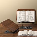 360° Rotating Solid Wood Thick Book Stand for Reading Adjustable Book Holder