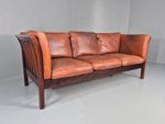 Vintage 3 Seat Sofa 1980s Danish Retro Leather Upholstery EB10499 M3SS