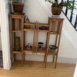 Vintage Pine Arts And Crafts Plant Stand Shelving Unit