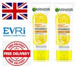 2 X 100ml New Garnier Bright Complete Vitamin C Face wash Clear Dullness 
