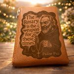 Engraved Rosary Pouch: Custom Catholic Gift - Padre Pio Rosary Quote