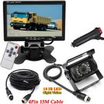 4-Pin 7" Rear View Monitor IR Reversing Camera Kit for Caravan RVs Truck 12V-24V