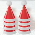 Christmas Mini Pom Pom Santa Cone Hats - Pack of 8