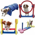 Dog Agility Training Rosewood Hurdle, Hoop, Tunnel, Slalom Small Puppy Equipment