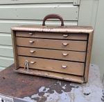 Vintage Engineers 4 Draw Metal Tool Box - Front Lid - Keys 