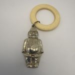 Antique Baby Rattle Teether Man Figure Hollow Formed EPNS Stamp Victorian Rattle