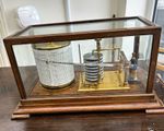 Antique Short & Mason London Brass Barograph Recording Barometer in Wooden Case