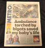 The UK Metro Newspaper 24/03/26 March 24th 2026 Ambulance Fire Nico O'Reilly