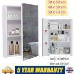 Single Door Bathroom Mirror Cabinet Wall Mounted with Adjustable Storage Shelf
