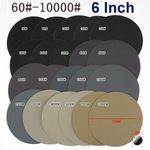 150mm 6" Wet or Dry Hook & Loop Sanding Discs P60~P10000 Grit Sandpaper DA Pads