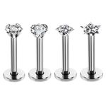 Labret Monroe Lip Bar Tragus Cartilage Helix Ring Stud Upper Ear Piercing PAIR