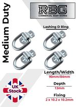 4x D Lashing Ring and Cleat Medium Duty 1500KG  Trailer Recovery Van Horsebox