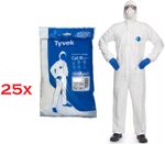 25 x DuPont Tyvek 500 Xpert Hooded Protective Disposable Coverall Size LARGE