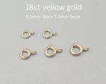 18ct Yellow Gold Clasp 18K 750 4.5mm 5mm 5.5mm 6mm Bolt Spring Ring Replacement