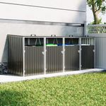 Organize 4 Wheelie Bins Heavy Duty Metal Storage Shed with Weatherproof Cover