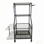 Mesh Cart with Hooks Space-Saving 3-Tier Rolling Cart Heavy-Duty for Gym, School