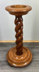 French Vintage Carved Oak Plant Stand Barley Twist Pedestal LOT 3888