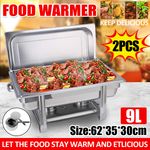 2 Pack 9L Chafing Dish Buffet Set Stainless Steel Banquets Catering Food Warmer