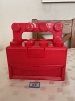 LEGO OFFICIAL RED STORAGE CARRYING CASE/BOX WITH HANDLE + 2 TRAYS FULL OF LEGO 