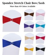 Set of 50 Spandex Stretch Chair Sashes Elasticity Band Bows with Slider Buckle