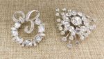 VTG  Lot 2  Rhinestone Starburst Circle Bow unsigned brooches pins prong set