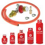 GAS BOTTLE ADJUSTABLE REGULATOR 1m ORANGE HOSE SCREW IN CALOR LPG PROPANE