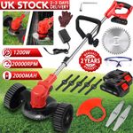 24V Electric Cordless Grass Trimmer Strimmer Garden Edger Cutter with 2Battery
