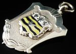Sterling Silver Enamel Pocket Watch Fob Medal, James Fenton & Co Birmingham 1937