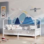 Kids 3FT Single Bed Frame Toddler Boys Girls Bedroom Low Bedstead Canopy House