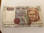 Vintage Bank Of Italy 1000 Lire Banknote Issued 1990 *Varying Condition*