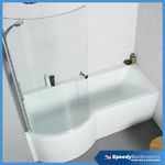 1700mm P Shaped Shower Bath with Screen and Side Panel Right Hand or Left Hand