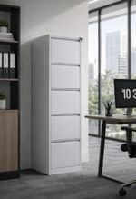5 Drawer Filing Cabinet Metal Lockable A4 Office Storage Steel Grey UK