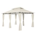 Mondeer 3x4m Beige Garden Gazebo Heavy Duty Waterproof Roof & Privacy Curtains