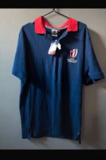 Rugby World Cup France 2023 Blue Polo Shirt with Red Collar, Size XL
