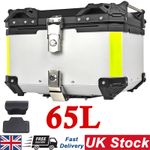 65L Motorcycle Rear Top Luggage Case Silver AluminiumAlloy Tail Carrier Tool Box