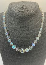 Vintage Retro AB Necklace Aurora Borealis Crystal Bead Collar Choker 1950’s