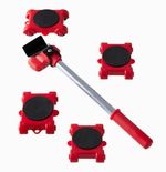 Furniture & Appliance Moving Tool Set: 12.8in Lifter Lever + 4 Wheeled Pads