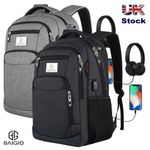 Women Men Backpack Large Anti Theft USB Laptop Rucksack Waterproof School Bag UK