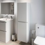 White Gloss Wall Hung Tall Bathroom Storage Cabinet 1400 x 400mm Modern Storage