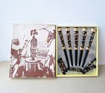 Wajima Vintage Japanese Lacquered Wood Chopstick Set of 5 Gold Cranes Decoration