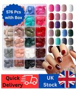 False Press-On nails Short Square 576pcs+FREE nail tabs Mother's Day Gift
