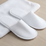 White Towelling Hotel Spa Guest Slippers 10-50 Pairs Closed Toe Terry Style