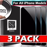 3 Pack Privacy Tempered Glass Screen Protector For iPhone 16 15 14 13 12 11 Max
