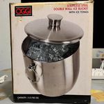 OGGI Ice Bucket Double Wall with Tongs Included Stainless Steel Silver 3L