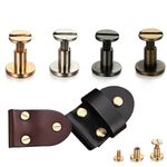 10Sets Flat Belt Screw Leather Craft Chicago Stud Heads Nail Brass Solid Rivet