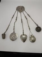 Rare Silver Or Silver Plate Ornate Chantelian Antique Victorian Clip Blue Willow