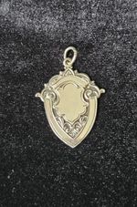 Antique 1928 Sterling Silver Shield Pendant Charm Birmingham Hallmarked  3.47g
