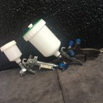 LVLP Silver Blue Spray Gun 1.4 & 0.8 mini hvlp chrome spray gun KIT 2 GUN