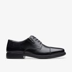Clarks Mens Cosgrove Cap Black Leather Derby Shoes,Lace Up Leather Smart